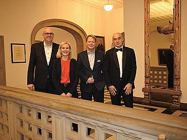 Andreas Bovenschulte, Mayor of the Free Hanseatic City of Bremen, Jutta Günther, President of the University of Bremen, Peter Hoedemaker, CEO of unifreunde, Serg Bell, Chairman of Constructor University (from left to right).